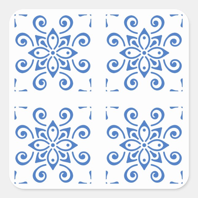 Simple Azulejo Square Sticker (Front)