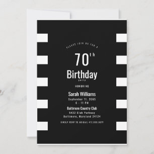 Simple B/W 70th Birthday Party Invitation