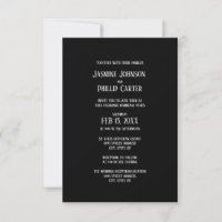 Simple B&W Design- 3x5 Wedding/Reception Invite
