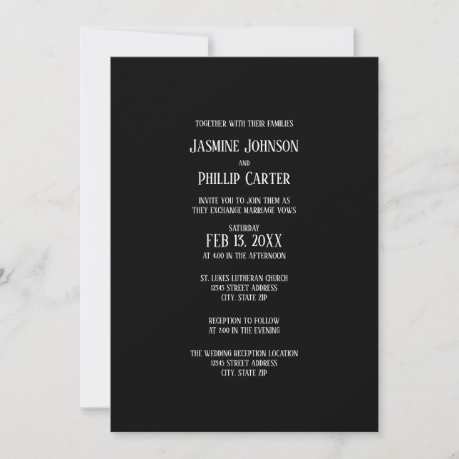 Simple B&W Design- Wedding/Reception Invitation (Front)