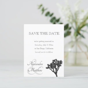 Simple B&W Joshua tree Wedding Save The Date Announcement Postcard
