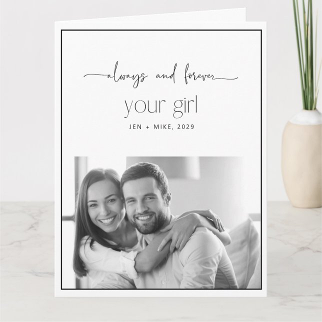 Simple B/W Photo Birthday Card for Boyfriend (Front)