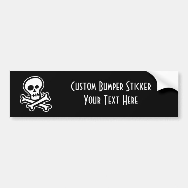 Simple B&W Skull & Crossbones Bumper Sticker (Front)