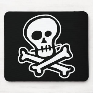 Simple B&W Skull & Crossbones Mouse Mat