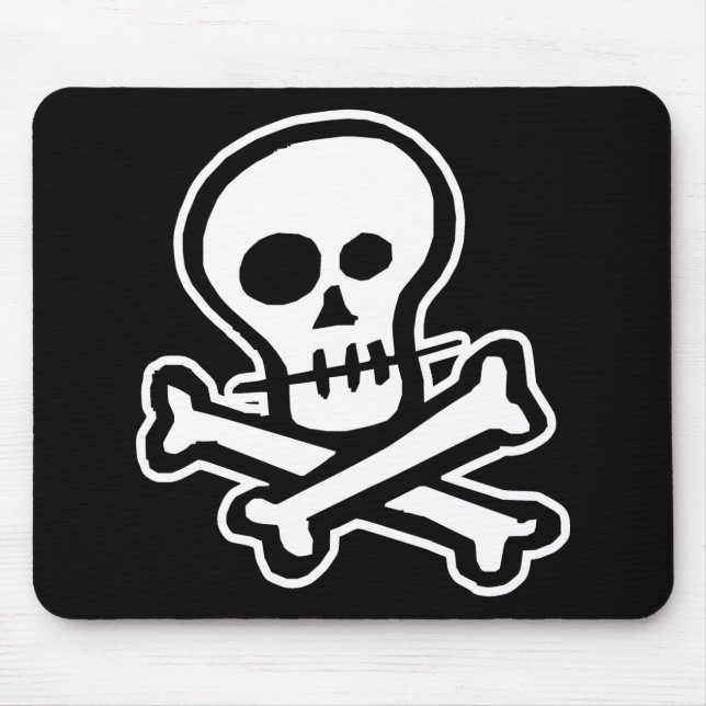 Simple B&W Skull & Crossbones Mouse Mat (Front)