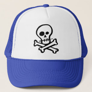 Simple B&W Skull & Crossbones Trucker Hat