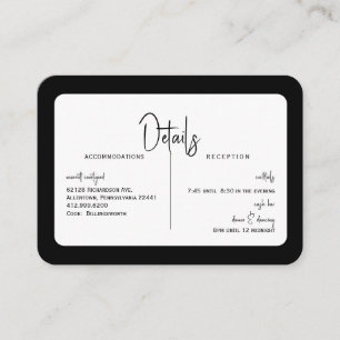 Simple B/W Wedding Detail Rounded Cash Bar  Enclosure Card