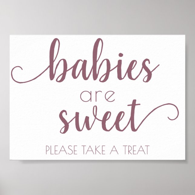 Simple Babies are Sweet | Mauve Pink Shower Sign (Front)