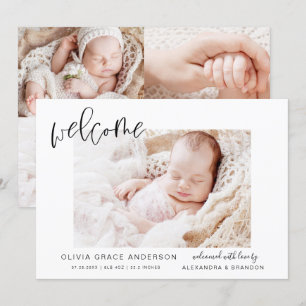 Simple Baby Announcement Elegant Photo Collage