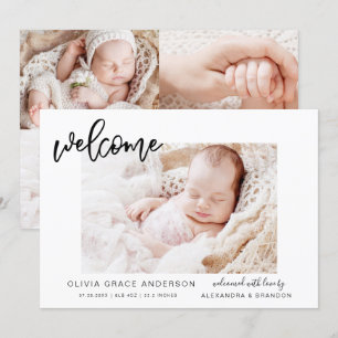 Simple Baby Announcement Elegant Photo Collage