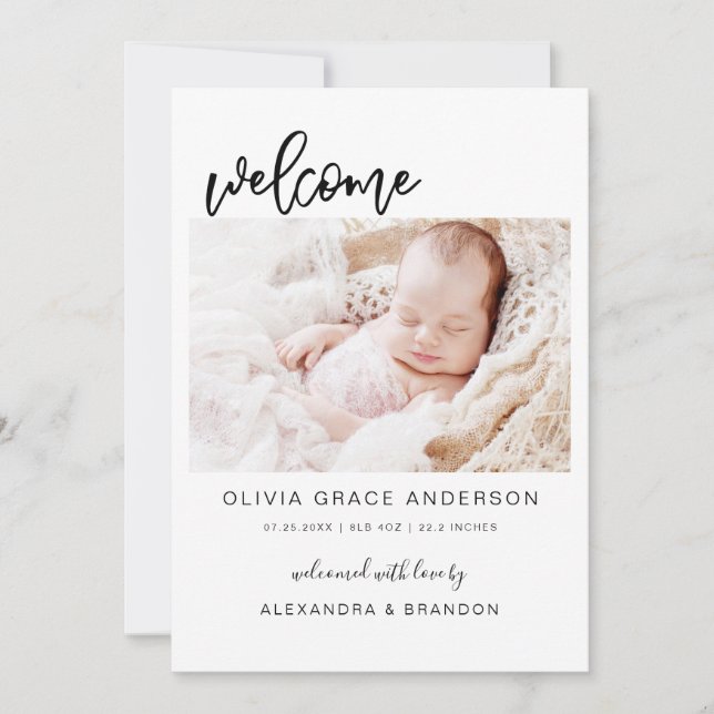 Simple Baby Announcement Photo Collage Modern (Front)