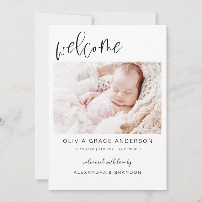 Simple Baby Announcement Photo Collage Modern (Front)