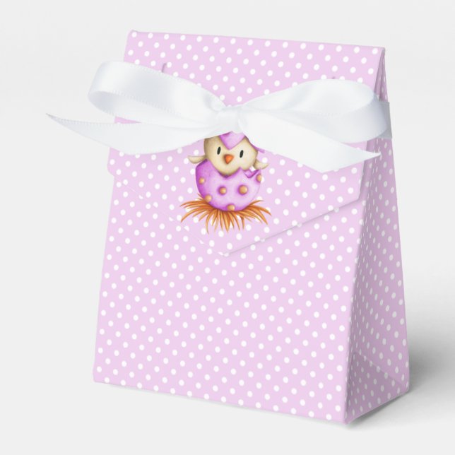 Simple Baby Bird Girly Pink Favour Box (Front Side)