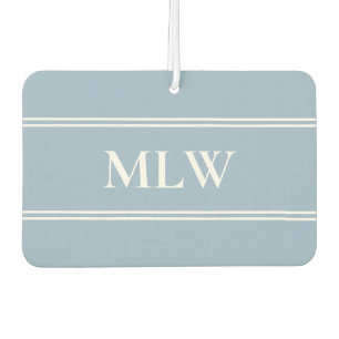 Simple Baby Blue and White Monogram Car Air Freshener