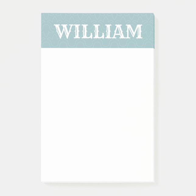 Simple baby blue personalised name  post-it notes (Front)