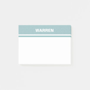Simple baby blue personalised name stripes post-it notes