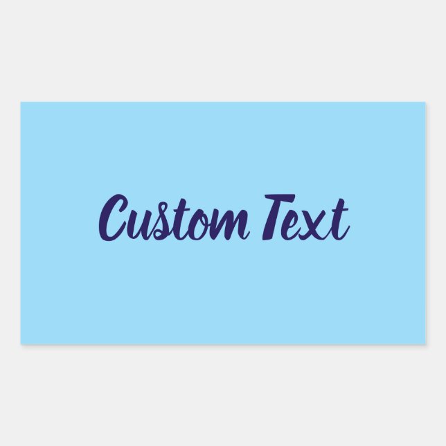Simple Baby Blue with Blue Script Text Template Rectangular Sticker (Front)