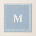 Simple Baby Blue with White Monogram Scarf<br><div class="desc">A baby blue scarf has a white monogram in the centre. You can change the letter to show the correct initial. Two white squares make up the scarf's border.</div>