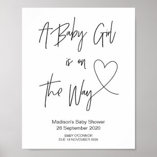 Simple Baby Girl Baby Shower Sign with Heart