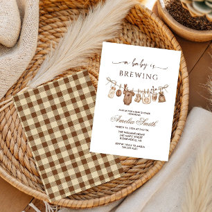 Simple Baby Is Brewing Doodle Coffee Baby Shower I Invitation