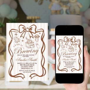 Simple Baby Is Brewing Doodle Coffee Baby Shower I Invitation