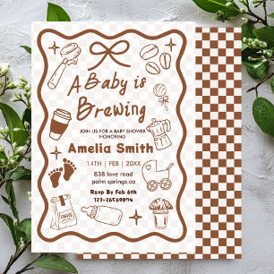 Simple Baby Is Brewing Doodle Coffee Baby Shower I Invitation