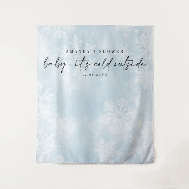 Simple Baby It's Cold Outside Winter Backdrop Tapestry (Front)
