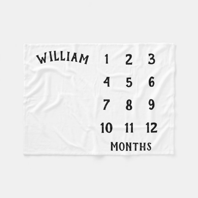 Simple Baby Milestone Monthly Baby Blanket (Front (Horizontal))