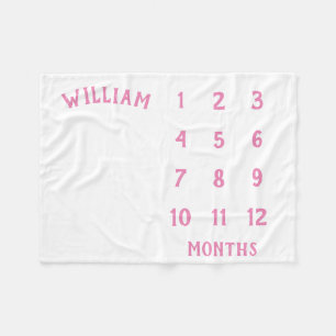 Simple Baby Milestone Monthly Pink Baby Blanket