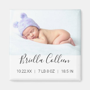 Simple Baby Photo Birth Announcement Magnet