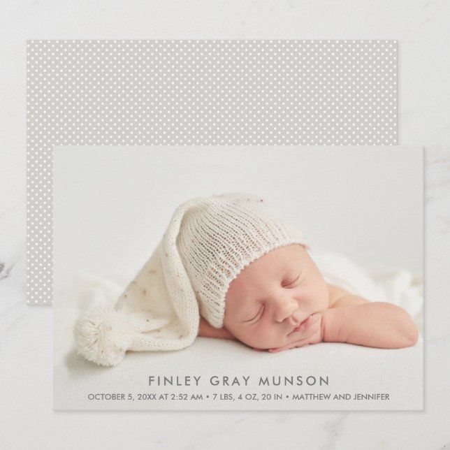 Simple Baby Photo Birth Announcements (Front/Back)