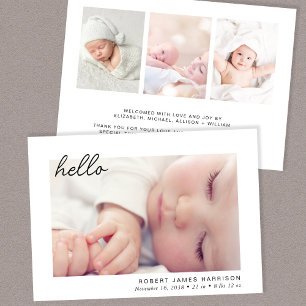 Simple Baby Photo Hello Birth Announcement