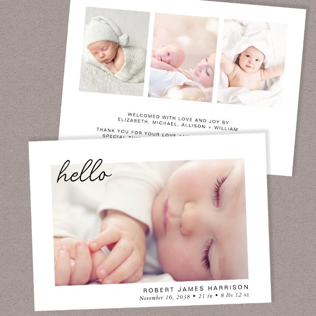 Simple Baby Photo Hello Birth Announcement (A beautiful and unique way to thank family and friends and introduce them to your precious baby)