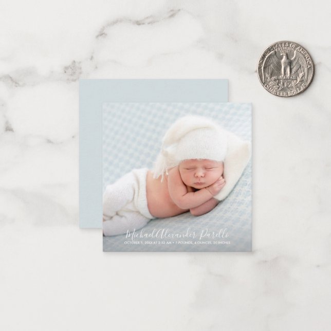 Simple Baby Photo Small Birth Announcement (Front/Back In Situ)
