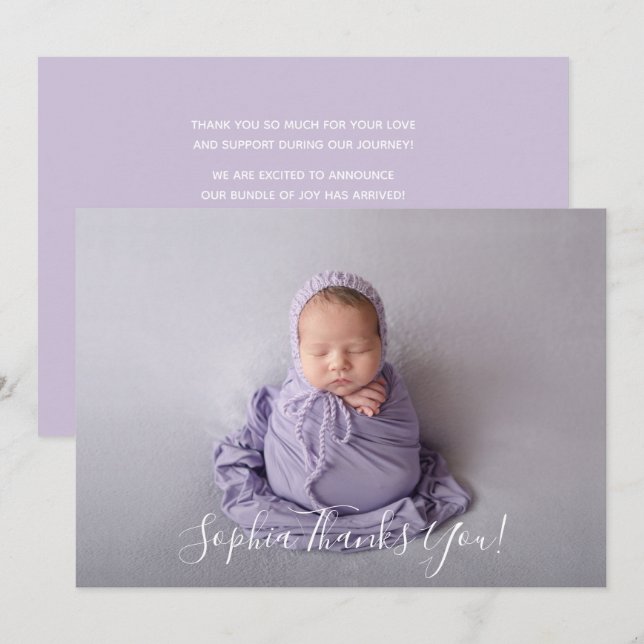 Simple Baby Photo Thank You Script Announcement (Front/Back)