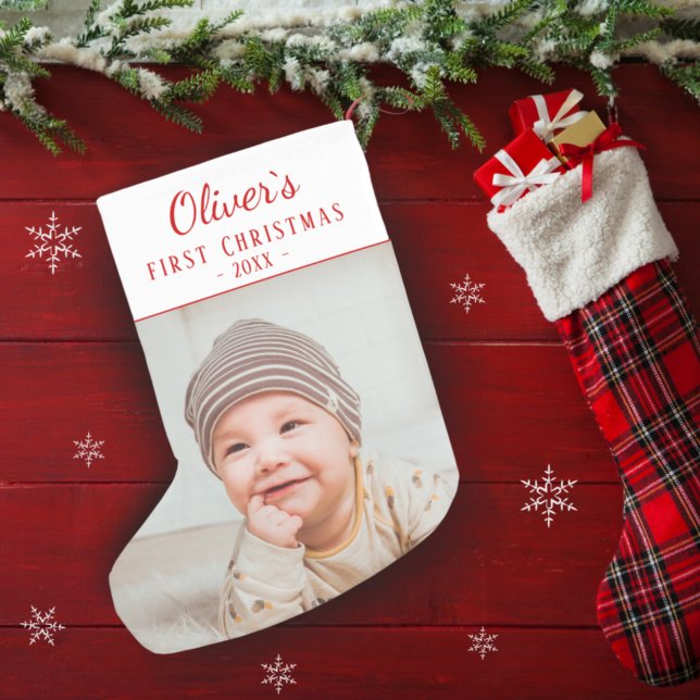 Simple Baby`s First Christmas Photo Small Christmas Stocking (Creator Uploaded)