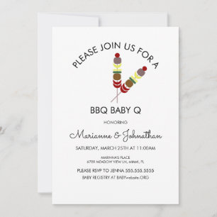 Simple Baby Shower BBQ Baby Q Kabobs Invitation