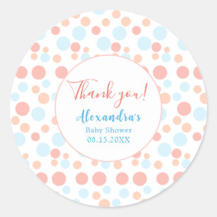Simple Baby Shower Colourful Dots Personalised Classic Round Sticker