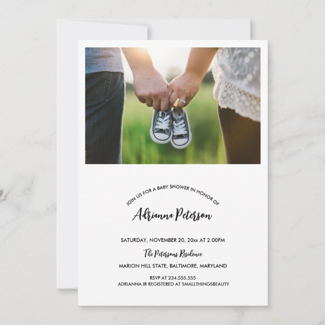Simple Baby Shower Couple Photo Invitation (Front)