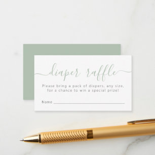 Simple Baby Shower Diaper Raffle Ticket Green Enclosure Card
