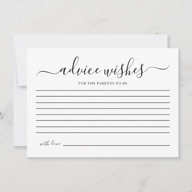 Simple Baby Shower Game Advice and Wishes Card (Front)