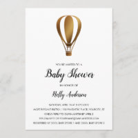 Simple Baby Shower Smooth Gold Hot Air Balloon