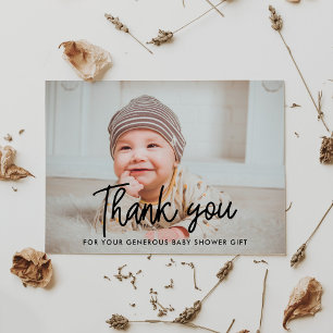 Simple Baby shower thank you photo card