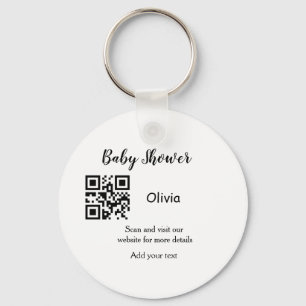 Simple baby shower website barcode QR add name det Key Ring