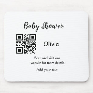 Simple baby shower website barcode QR add name det Mouse Mat