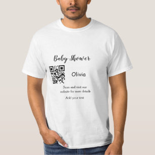 Simple baby shower website barcode QR add name det T-Shirt
