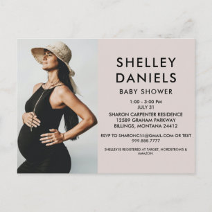 Simple Baby ShowerPhoto Pink Invitation Postcard
