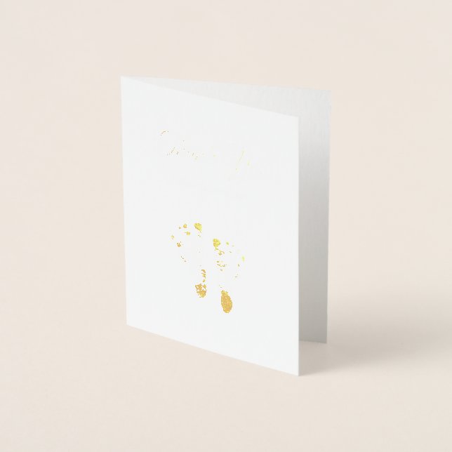 Simple Baby Thank You Elegant Gold Foil Footprints Foil Card (Front)