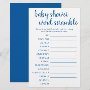 Simple Baby Word Scramble   Classic Blue Game Card