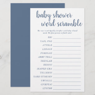 Simple Baby Word Scramble   Dusty Blue Game Card